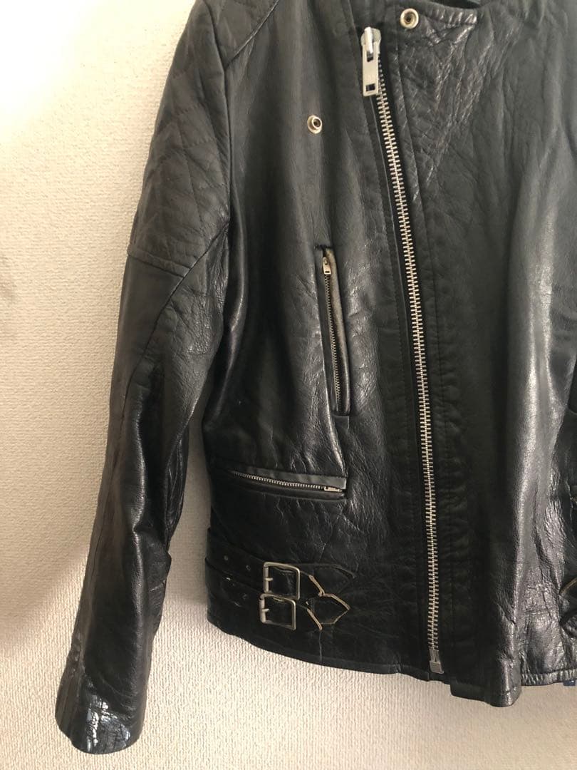 80s ヴィンテージレザーライダースジャケット uk ロンジャン