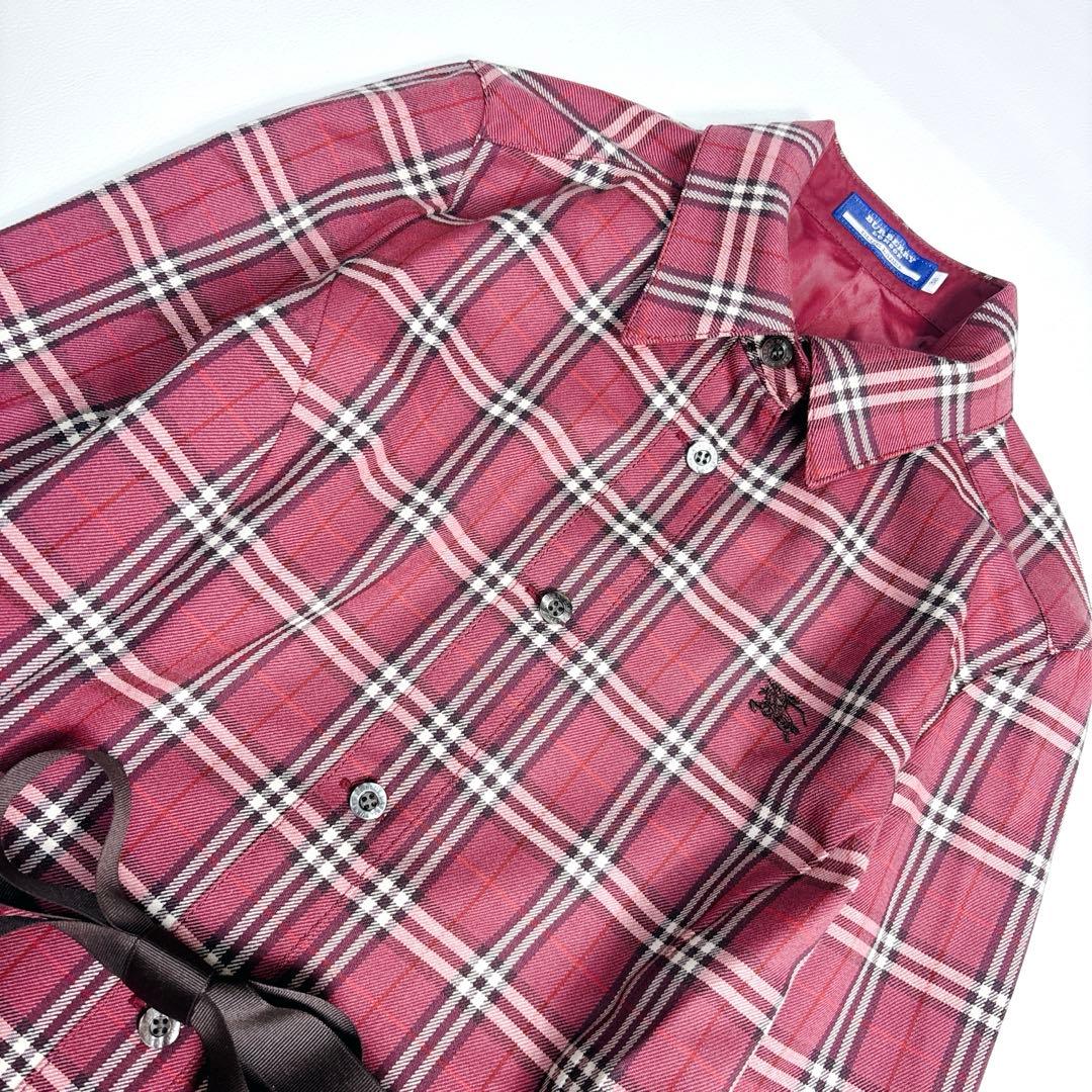 未使用級✨バーバリーブルーレーベル ノバチェックシャツワンピース ホース刺繍 M
