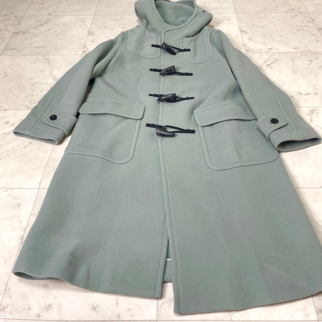 【美品】マカフィー メルトンウール ダッフルコート ブルーグリーン 36 S