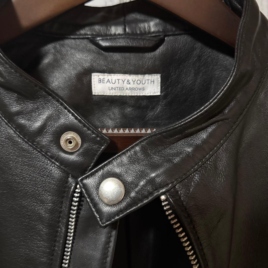 BEAUTY&YOUTH ブラックレザーシングルライダース　本革