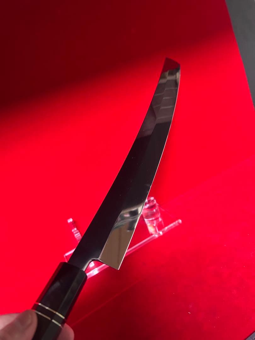 包丁　マグロ包丁　先丸型　尺三　鏡面仕上げ　切味抜群　箱付　未使用品