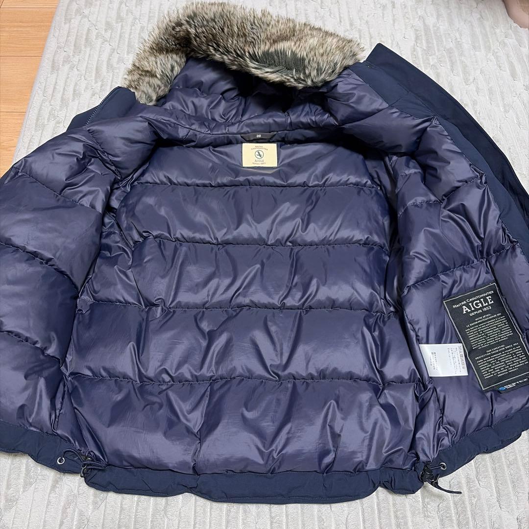 AIGLE ファー付きネイビー ダウンジャケット36size