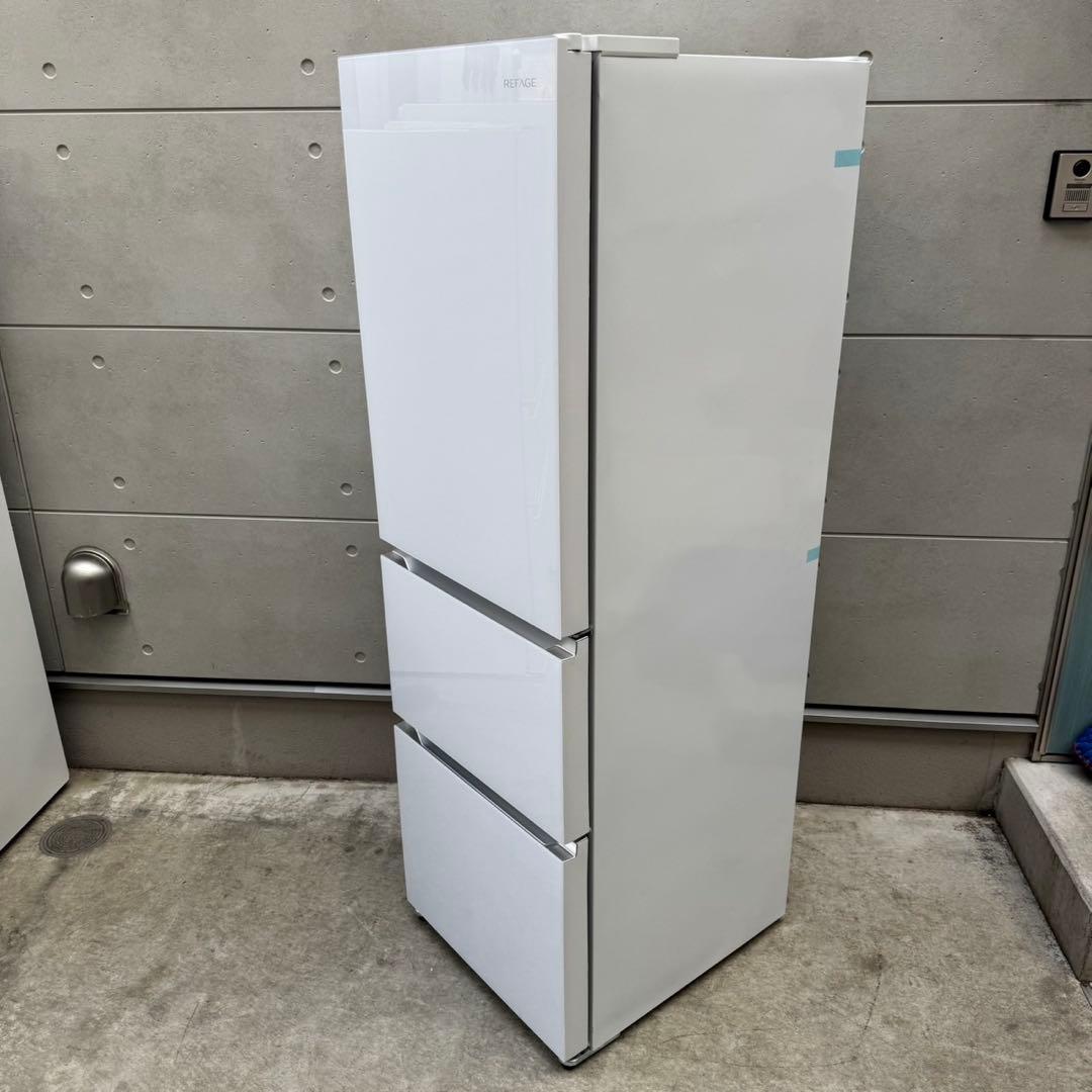 252⭐️2025年製★ほぼ新品★ヤマダ電機　冷蔵庫　3ドア　自動製氷　ガラス扉