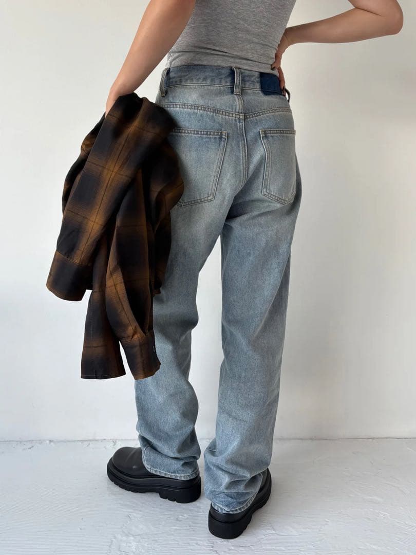 パンツ efu CUT OUT STRAIGHT DENIM