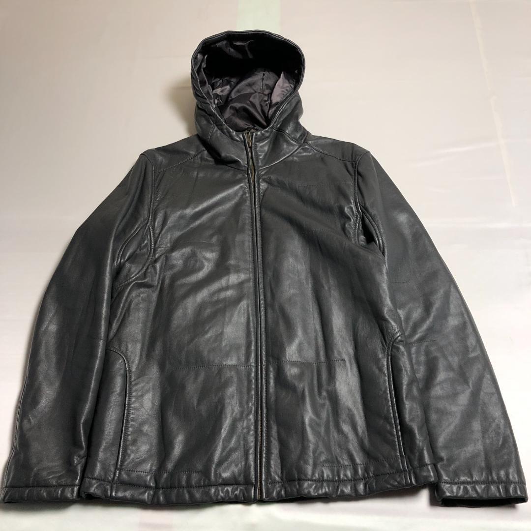 XL 美品　中綿　ウィンドアーマー　レザーパーカー　シングル　レザージャケット