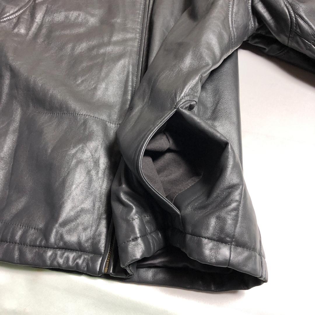 XL 美品　中綿　ウィンドアーマー　レザーパーカー　シングル　レザージャケット
