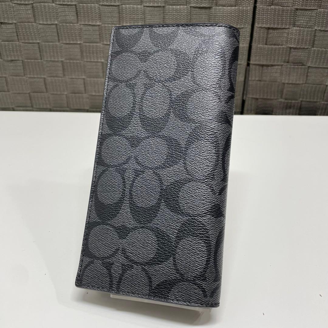 音*魂様 COACH グレー 長財布 型押しロゴ