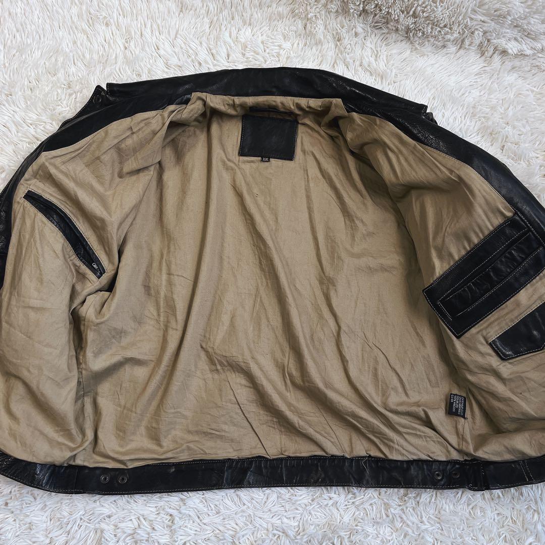 格安✨レザー　トラッカージャケット　ブラック XXLサイズ 革ジャン ライダース