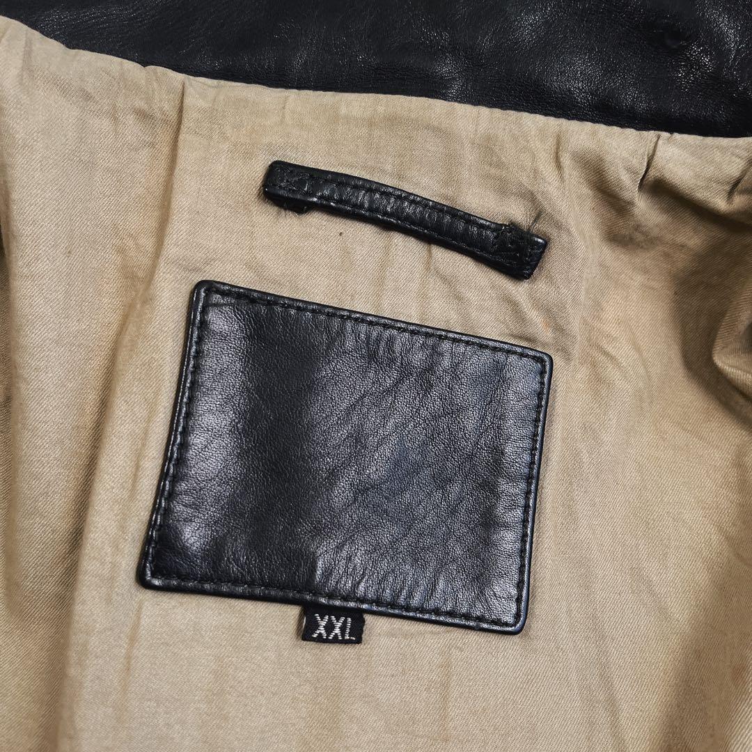 格安✨レザー　トラッカージャケット　ブラック XXLサイズ 革ジャン ライダース