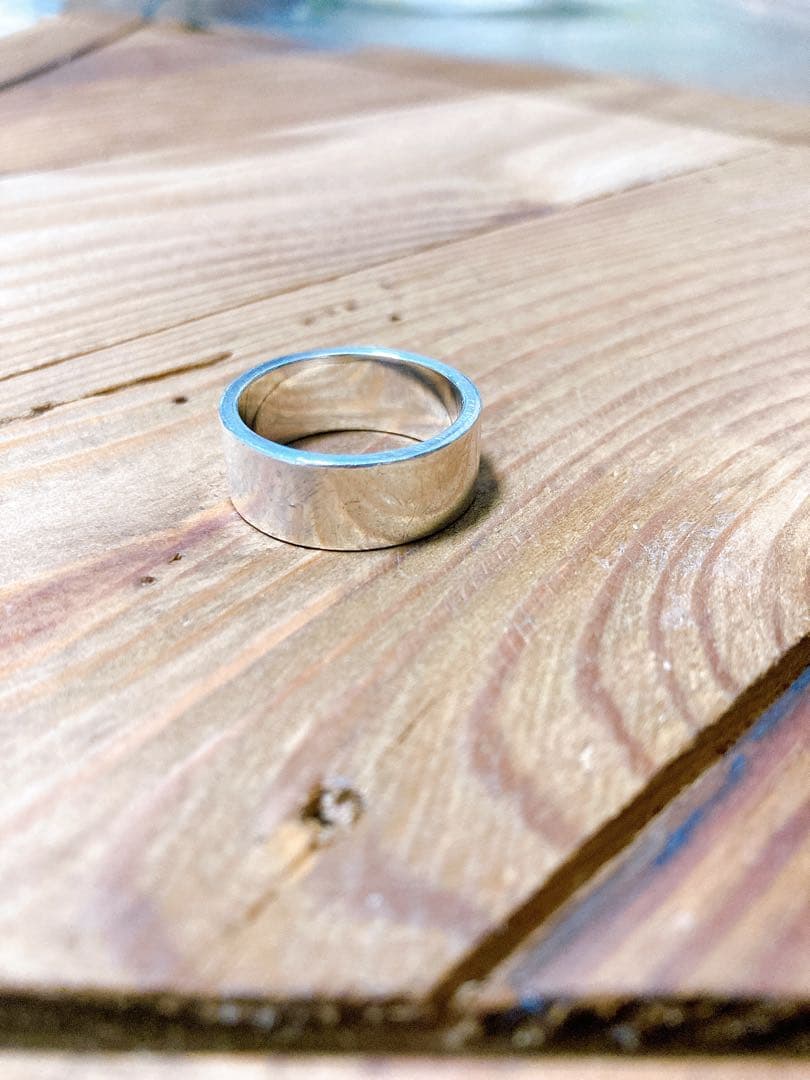 【さとし】18号 GORO'S 金メタル付き 平打ち シルバーリング