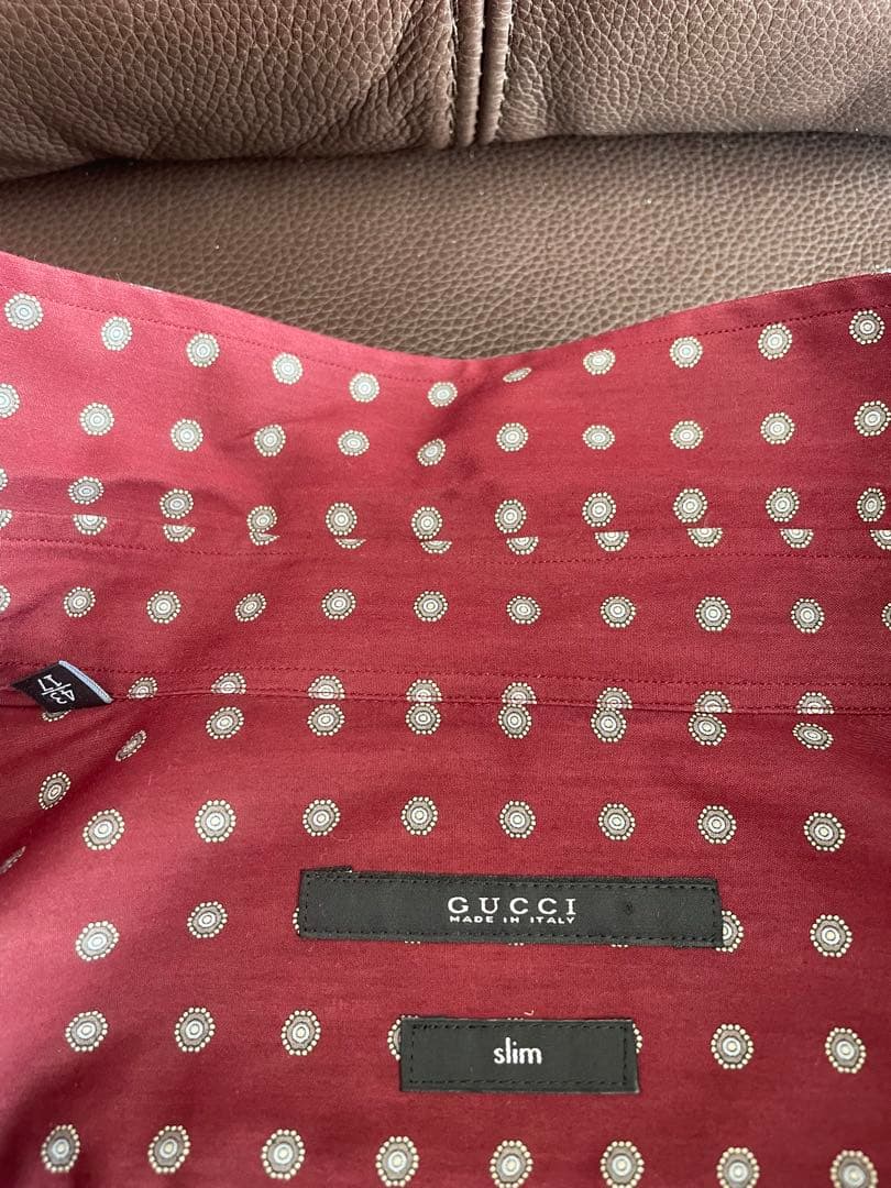 GUCCI グッチ　未使用品　メンズ　長袖シャツ　ドレスシャツ　シルク混