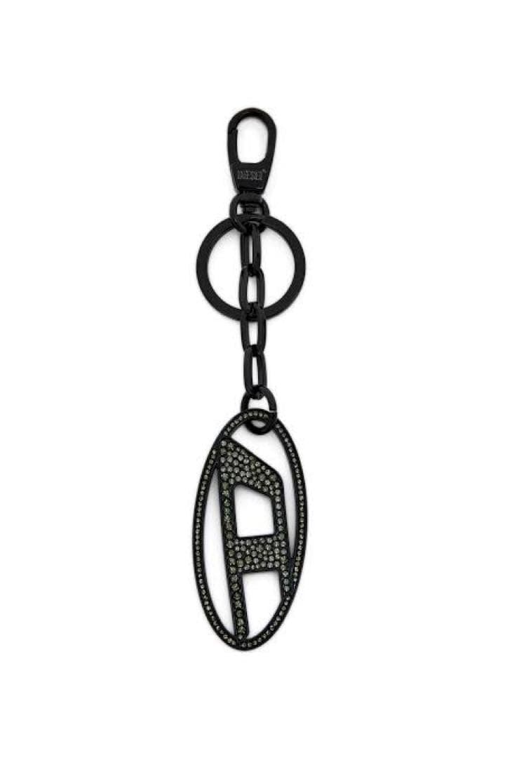 DIESEL キーホルダー キーリング オーバルD ロゴ チャーム　ブラック