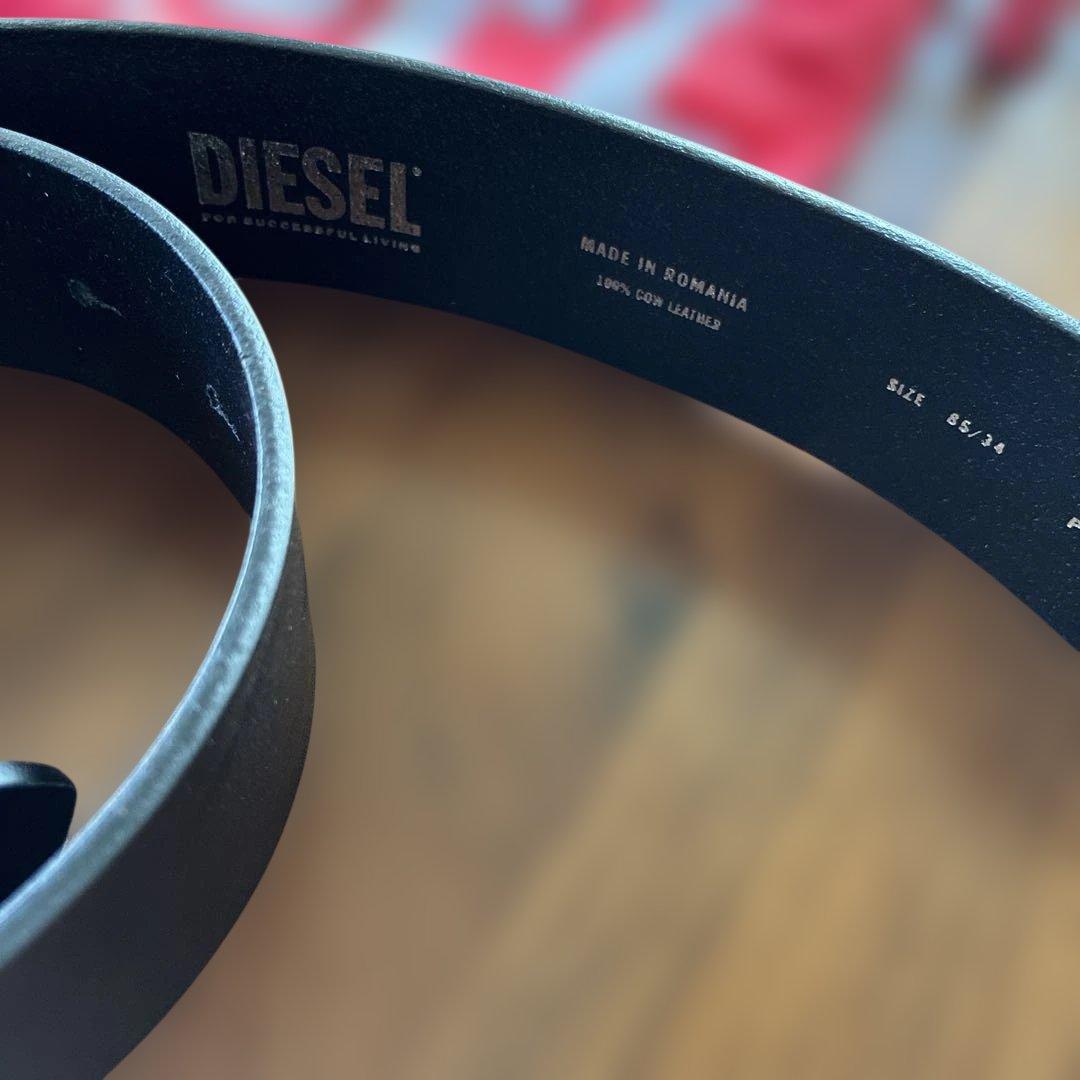 DIESEL 1DR オーバルDロゴベルトブラックレザー85cm