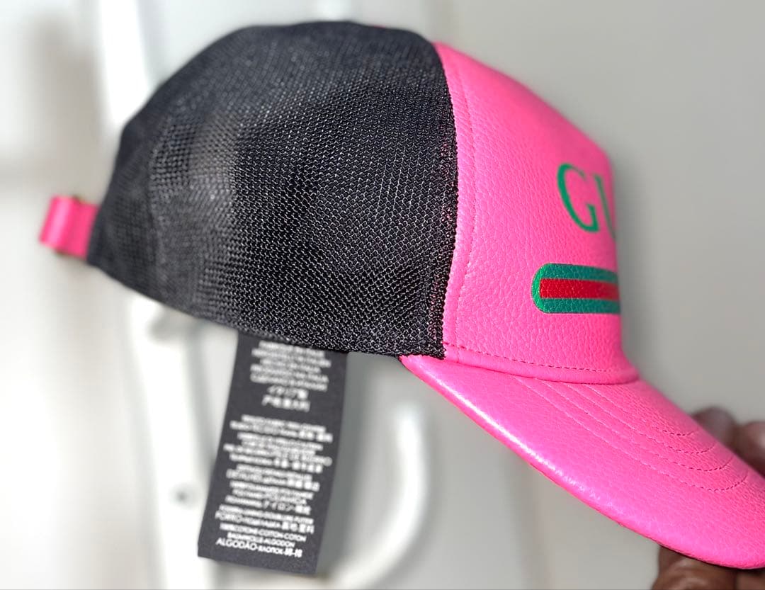 GUCCI ピンク ベースボール　キャップ　レザー