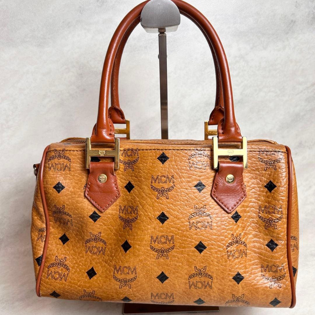 【美品】 MCM 2way ミニ ボストンバッグ ハンドバッグ ブラウン