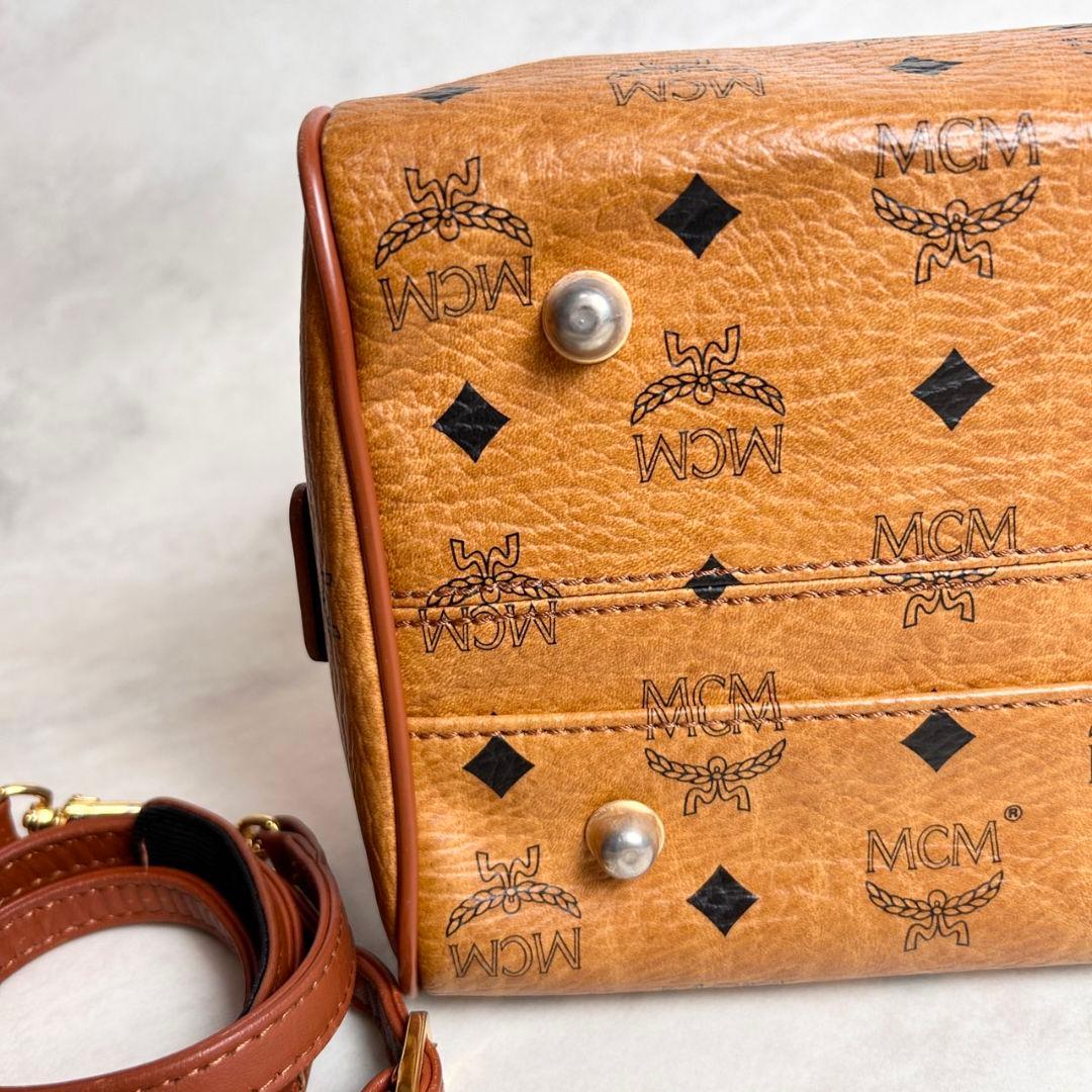 【美品】 MCM 2way ミニ ボストンバッグ ハンドバッグ ブラウン