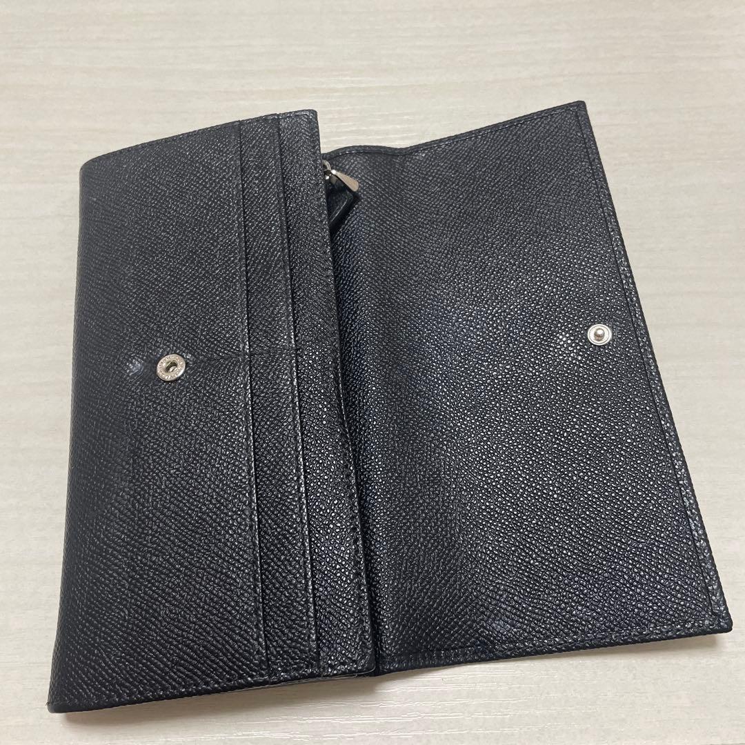 ブラック 合成皮革 二つ折り長財布