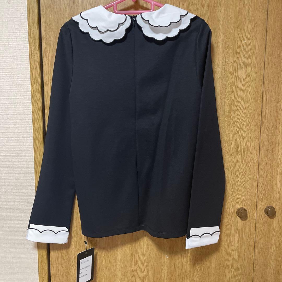 fitmore 刺繍ダブルカラーレイヤードロングスリーブトップス