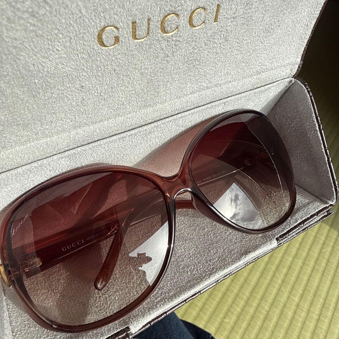 GUCCI ブラウンラウンド型サングラス ケース付き