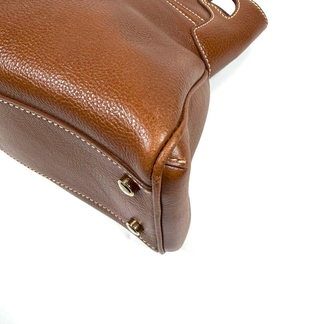【未使用に近い】カルティエ　ハンドバッグ　マルチェロ　レザー　シボ革　ブラウン