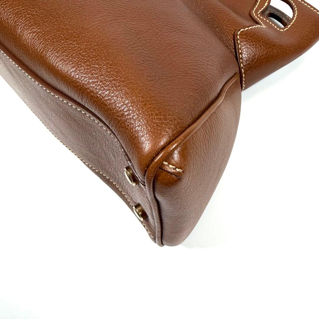 【未使用に近い】カルティエ　ハンドバッグ　マルチェロ　レザー　シボ革　ブラウン