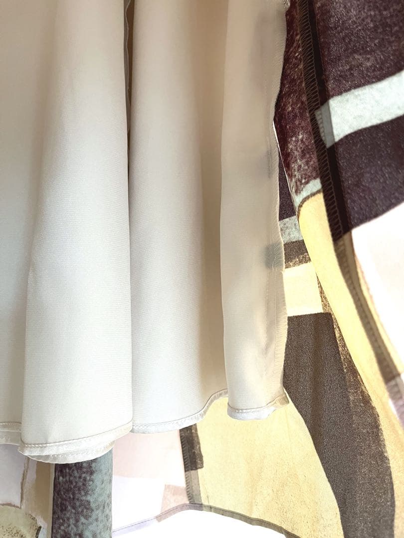 さすけ3アートブロッキングプリントタックスカート定価2.6万大きいサイズ