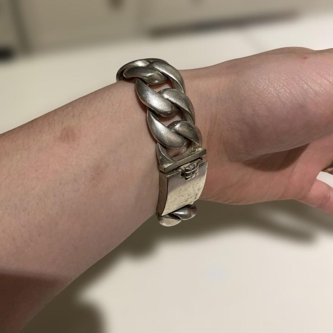 シルバー925 編み込みチェーンブレスレット