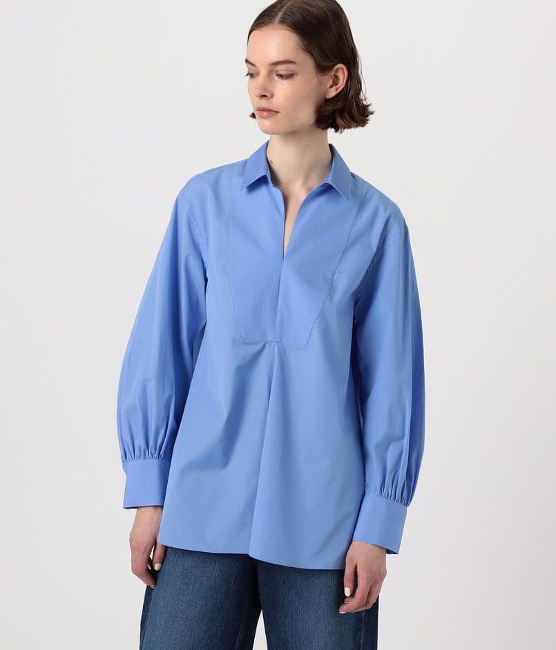 MACPHEE コットンブロード スキッパーシャツ