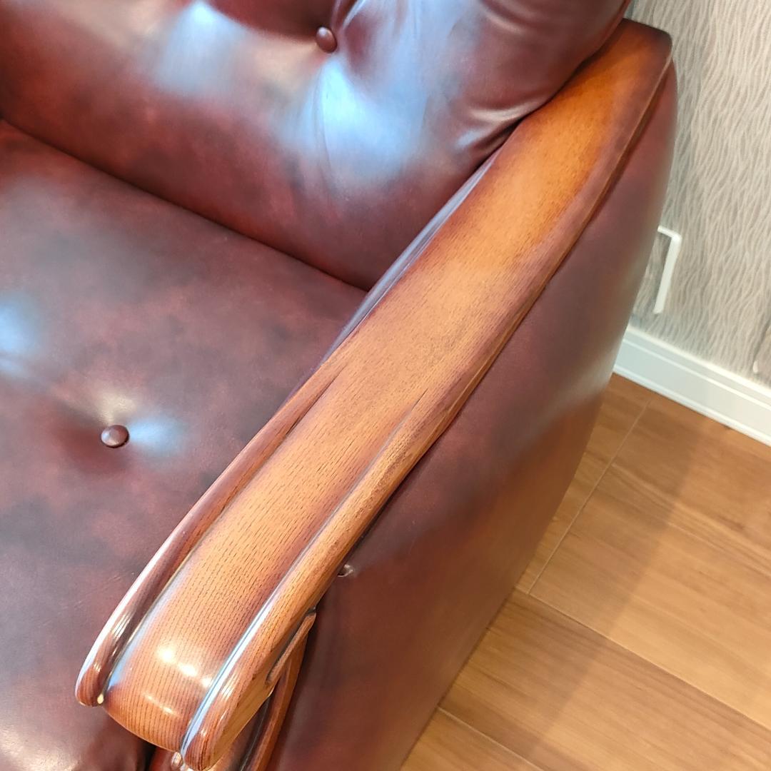 ヴィンテージソファ　1人掛け　ひじ掛け　レザー②