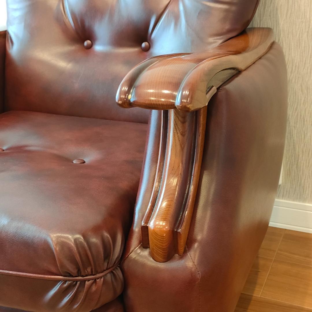 ヴィンテージソファ　1人掛け　ひじ掛け　レザー②