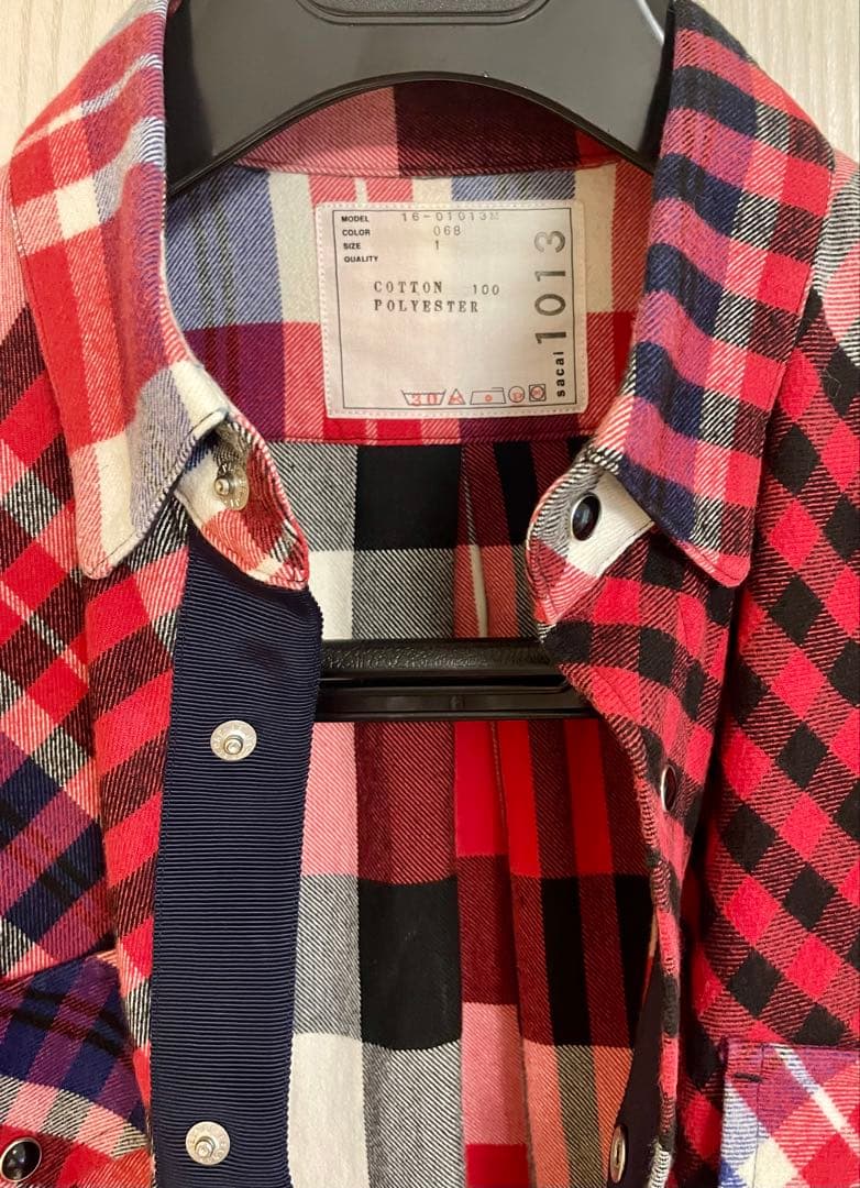 sacai サカイ 16SSドローコードチェックネルシャツ