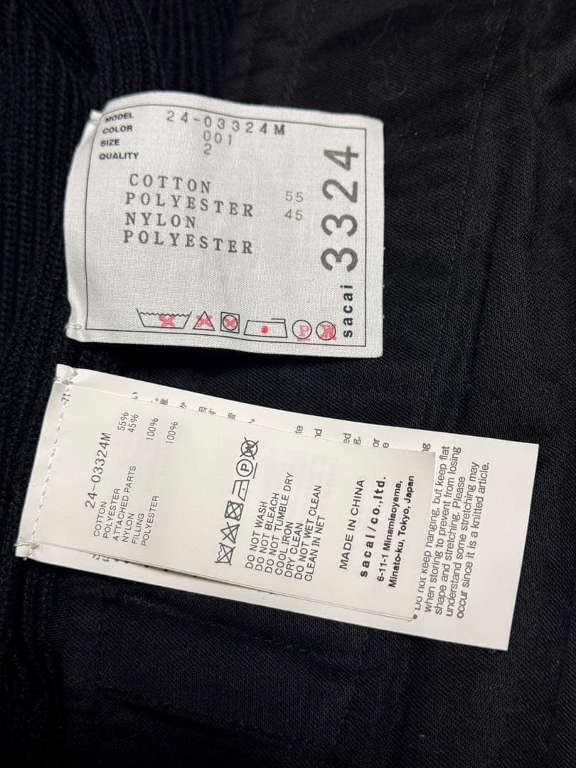 y*a様 sacai サカイ　ミリタリー　MA1　ドッキング　カーディガン　コー