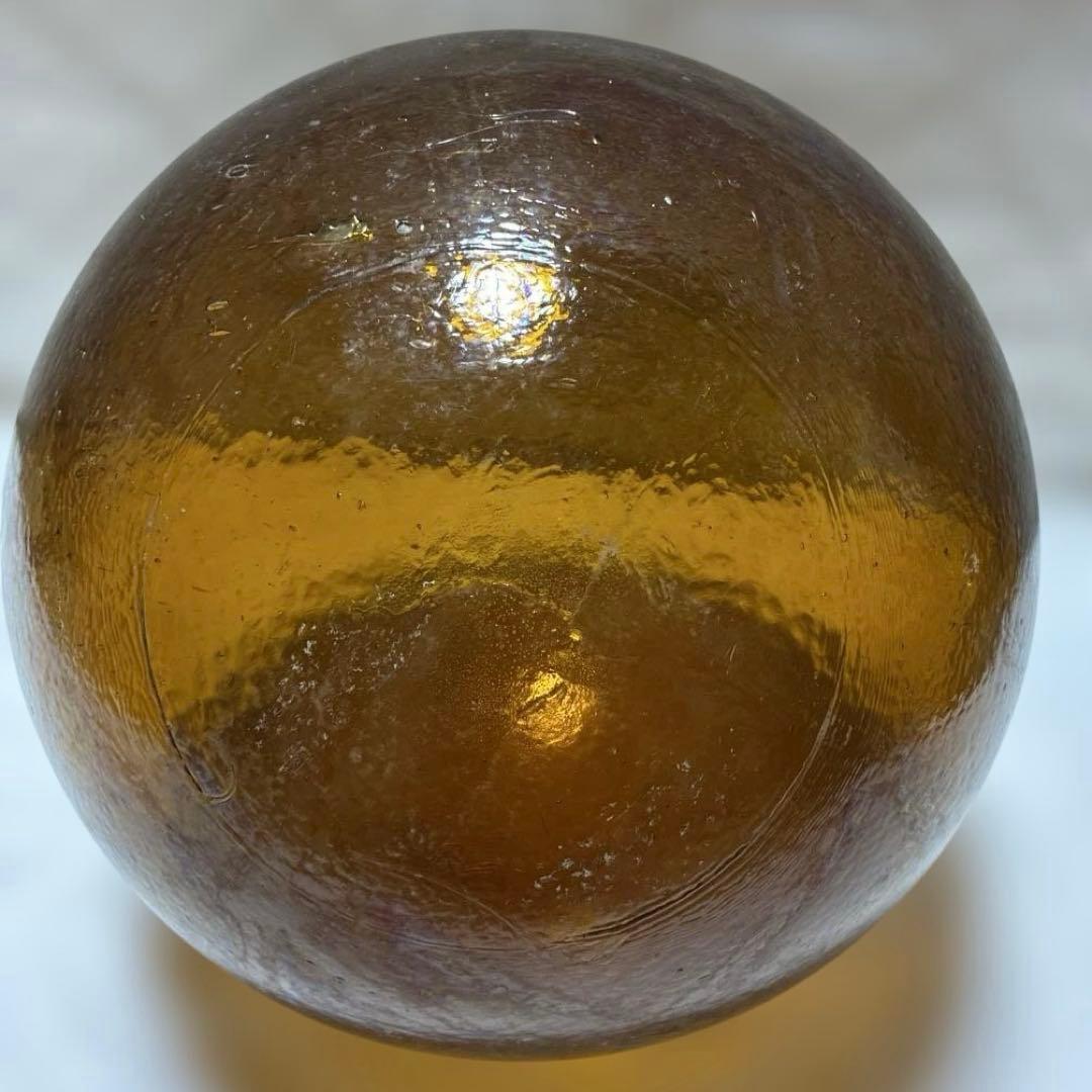 琥珀色　ガラス浮き玉　特大サイズ直径約40cm ヘソ無し　レアカラー