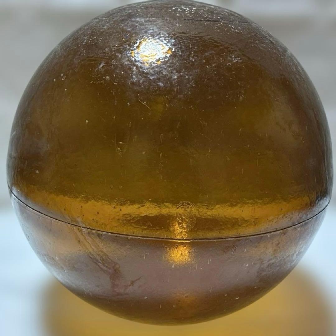 琥珀色　ガラス浮き玉　特大サイズ直径約40cm ヘソ無し　レアカラー