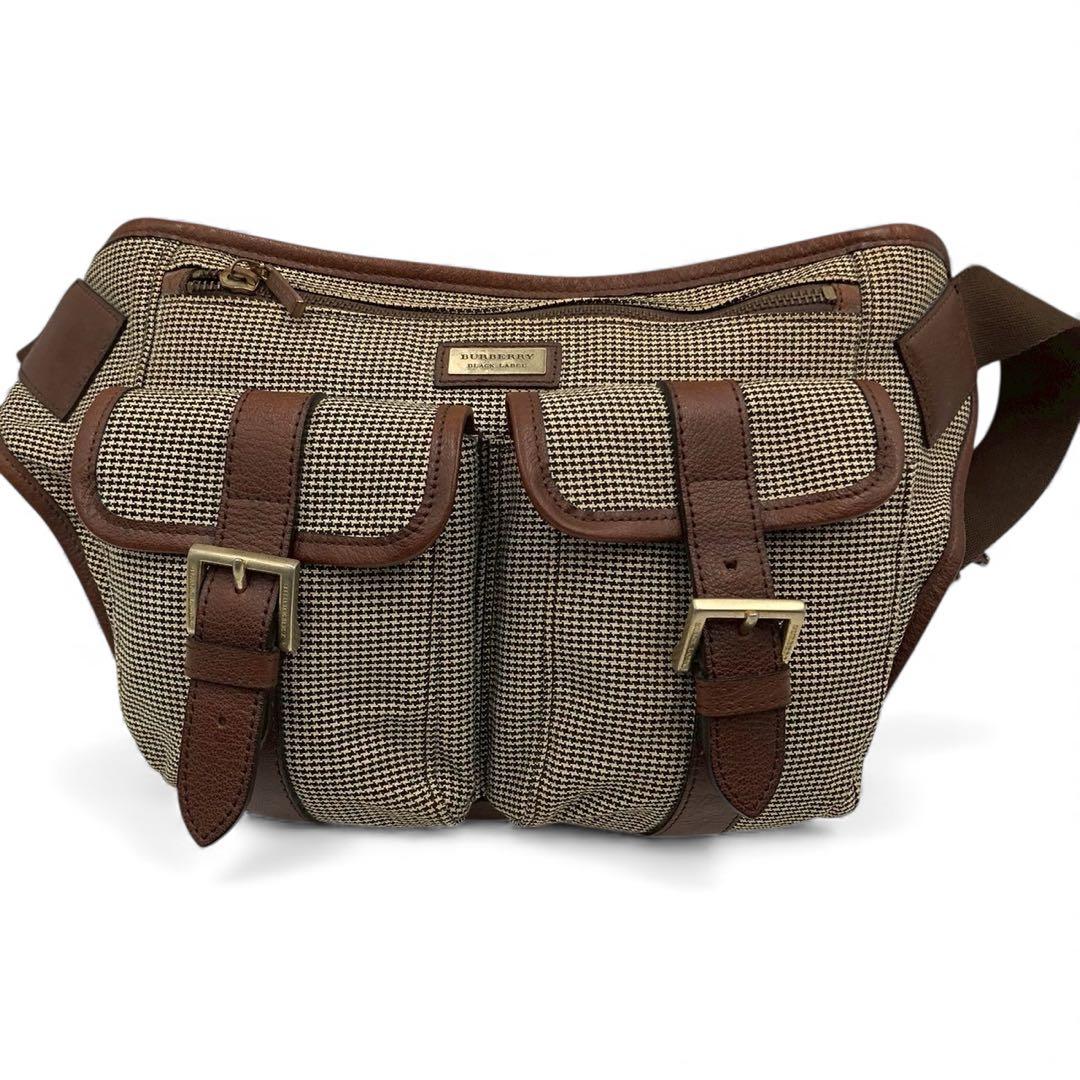美品◎BURBERRY BLACK LABEL ツイード ボディバッグ