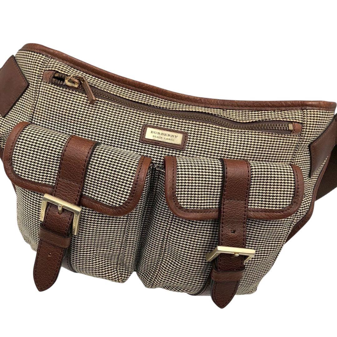 美品◎BURBERRY BLACK LABEL ツイード ボディバッグ