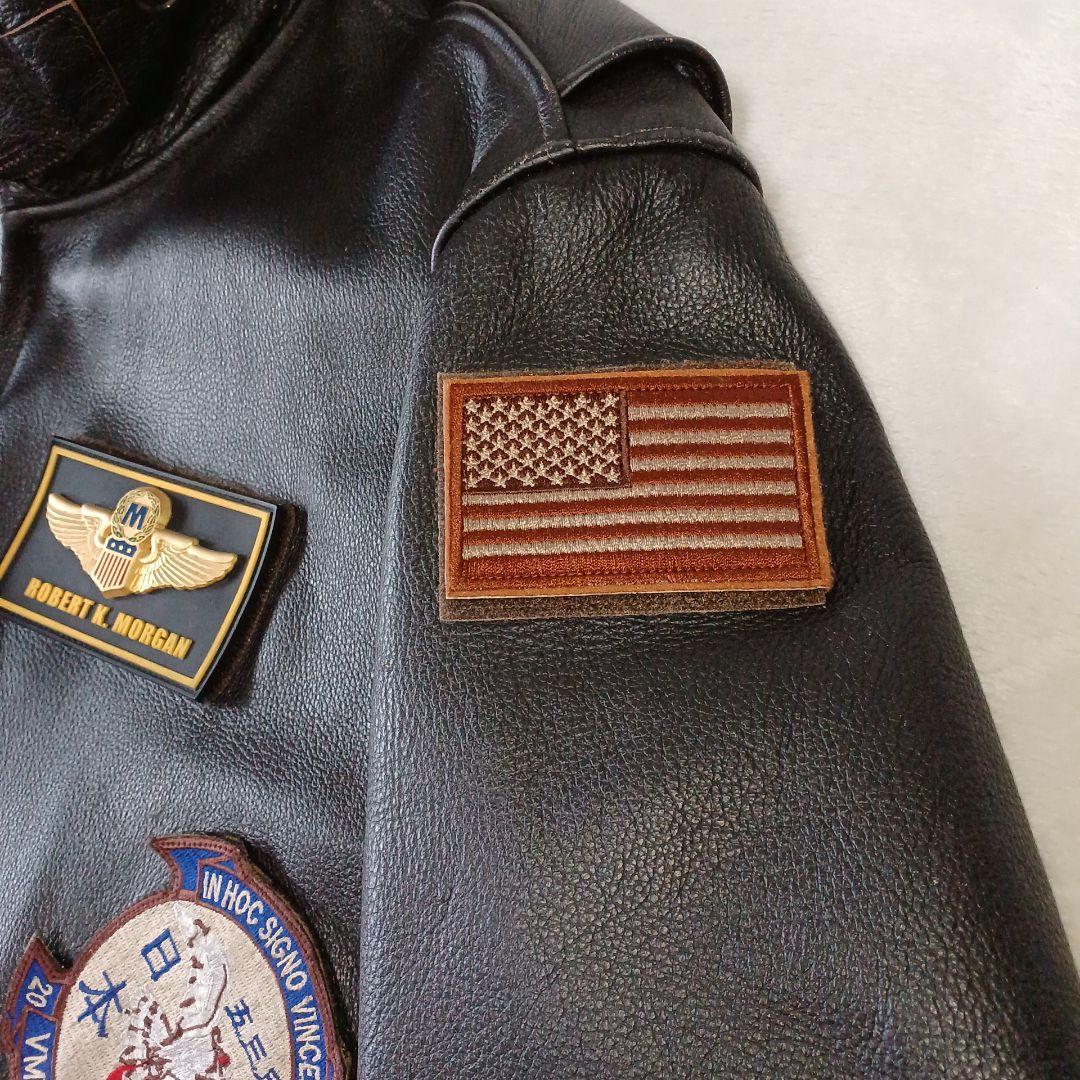 美品 MORGAN G-1NAVYエンボスジャケット 焦茶　L