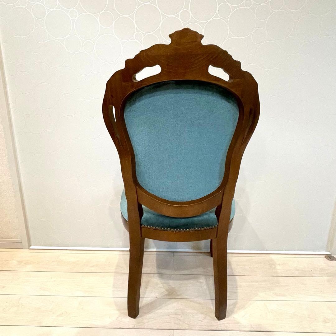 ダイニングチェア ロココ調チェア 猫脚 彫刻 木製 椅子 ベロア調　北欧 ①