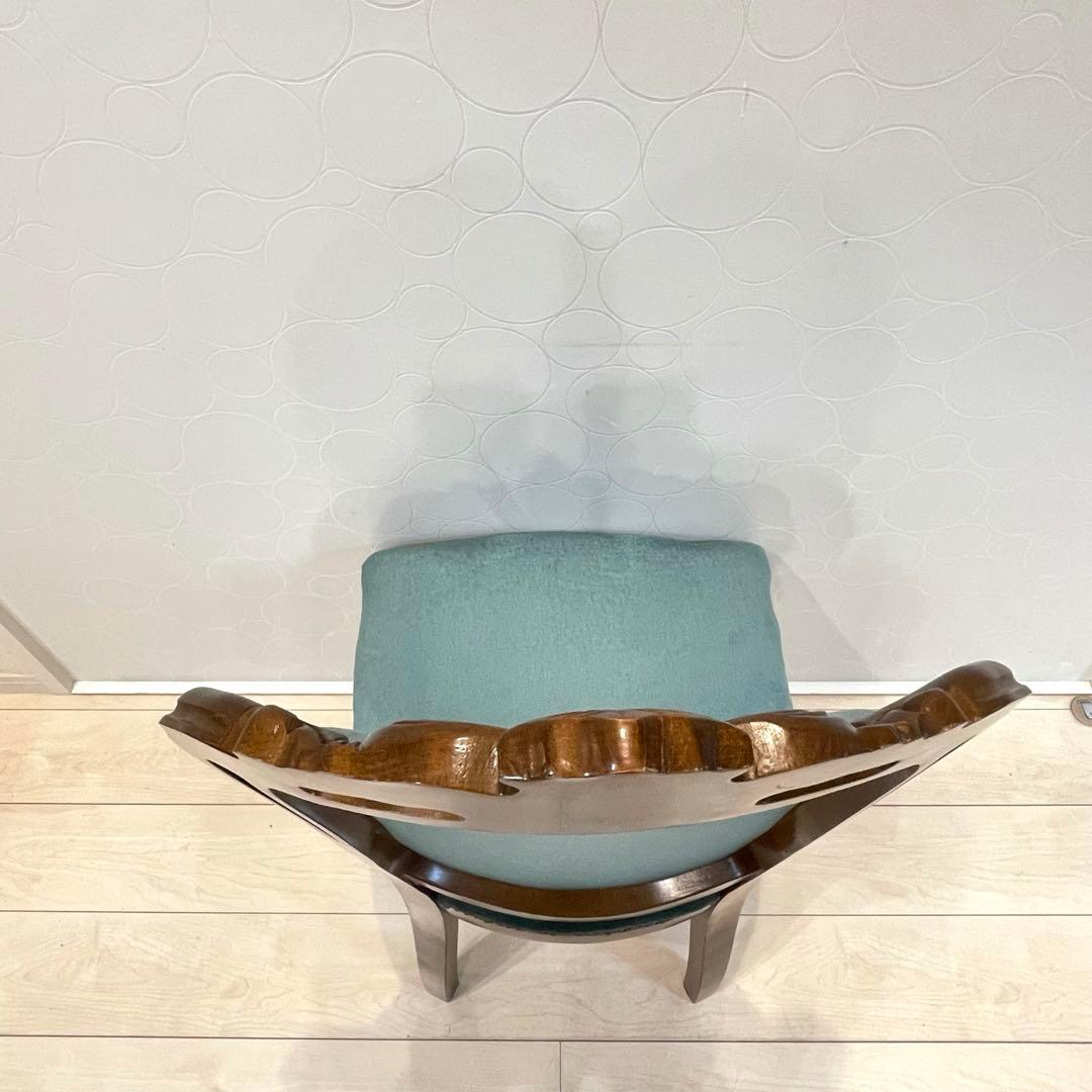 ダイニングチェア ロココ調チェア 猫脚 彫刻 木製 椅子 ベロア調　北欧 ①