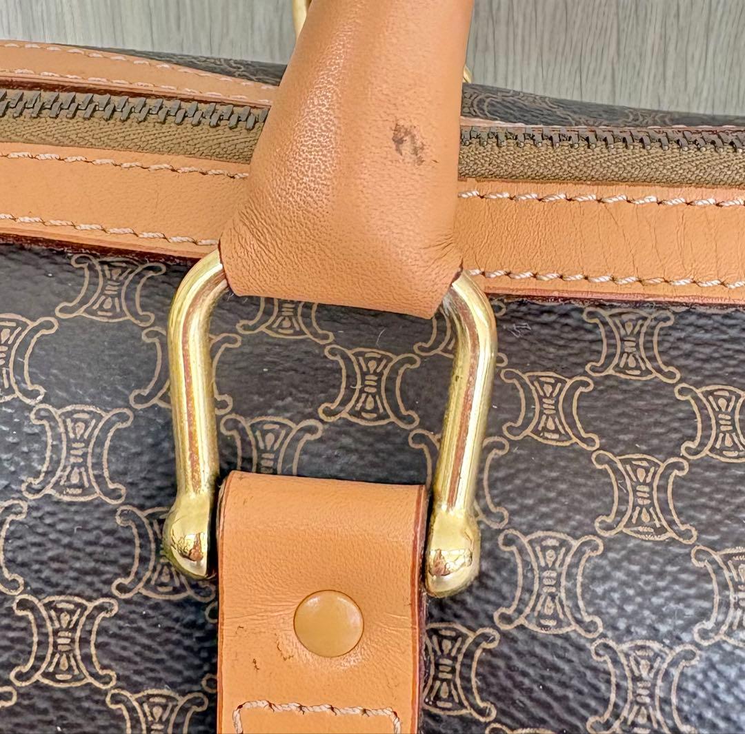 《極美品》セリーヌ マカダムボストン PVCレザー ブラウン ヴィンテージ