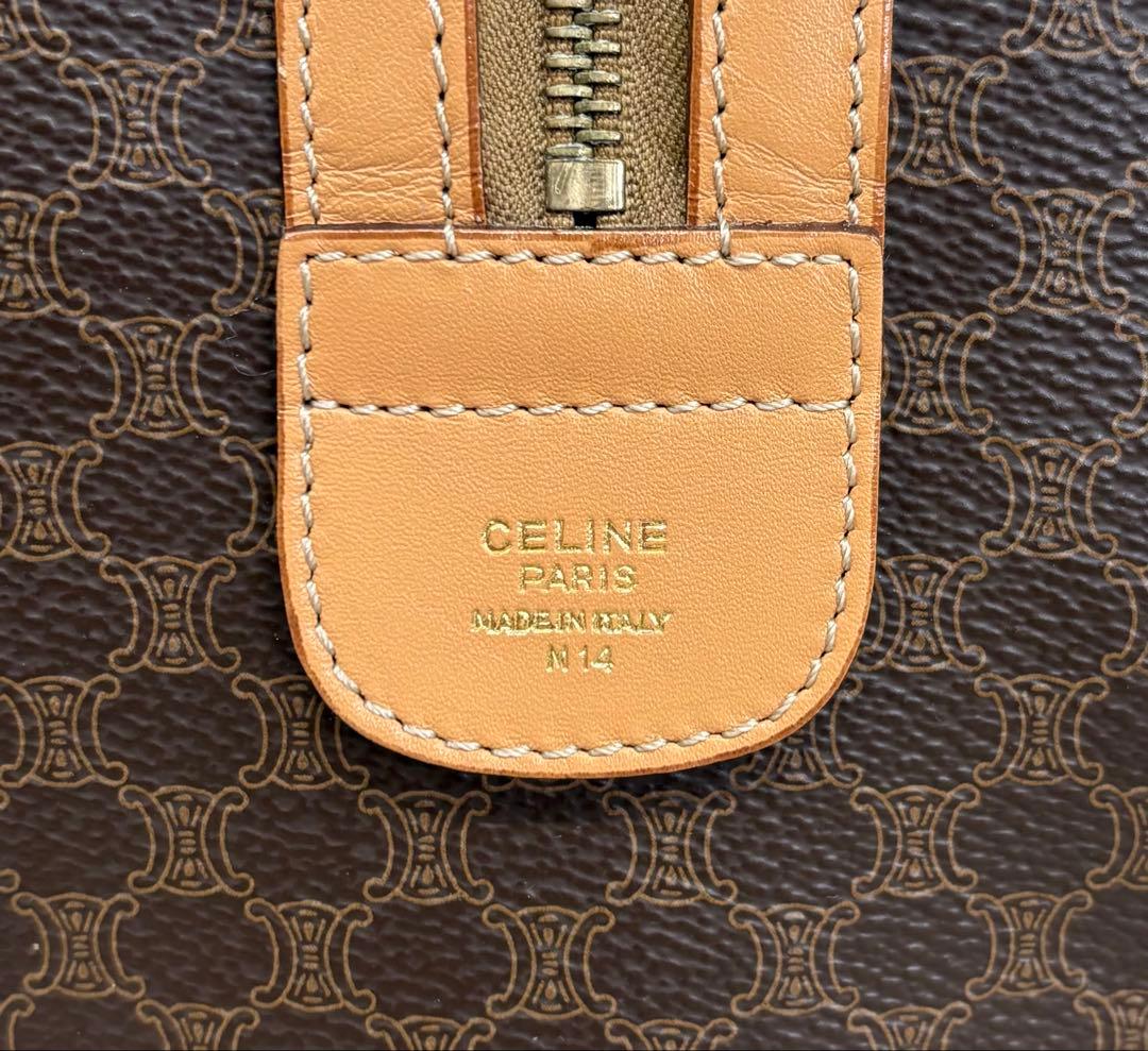 《極美品》セリーヌ マカダムボストン PVCレザー ブラウン ヴィンテージ