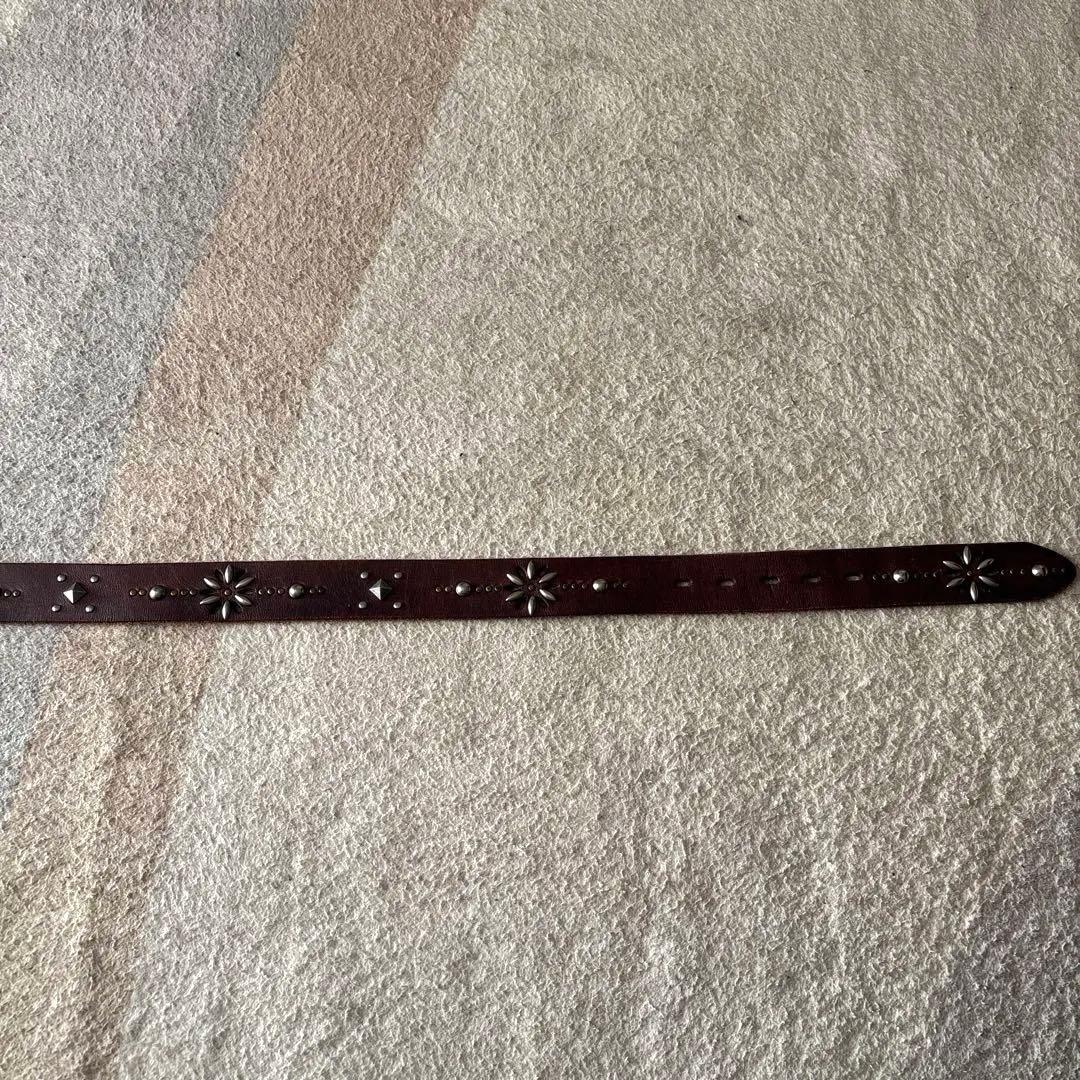 美品 本革　スタッズベルト　ターコイズフラワー レザー ベルト