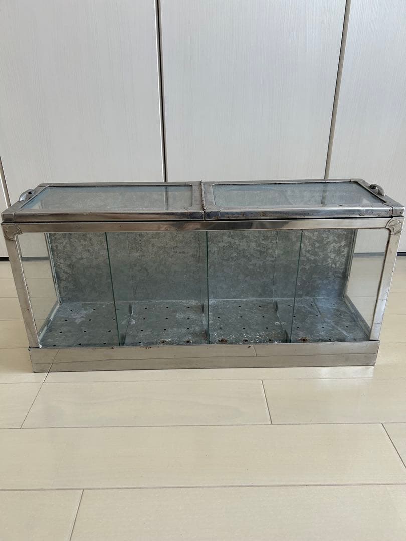 アンティーク　駄菓子ケース　ガラスケース　ブリキ　蓋付き　ショーケース　レトロ