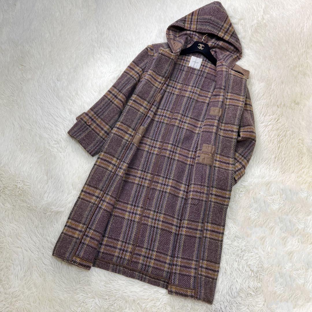 KANEKO ISAO カネコイサオ ウール チェック ロング ダッフルコート