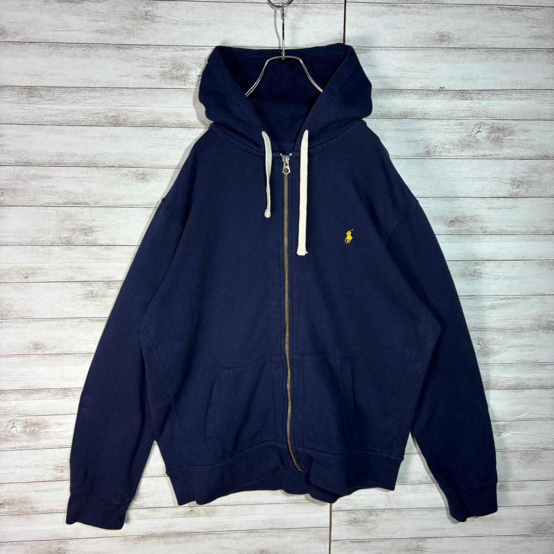 ポロラルフローレン ジップパーカー 裏サーマル XXL ネイビー　polo 紺