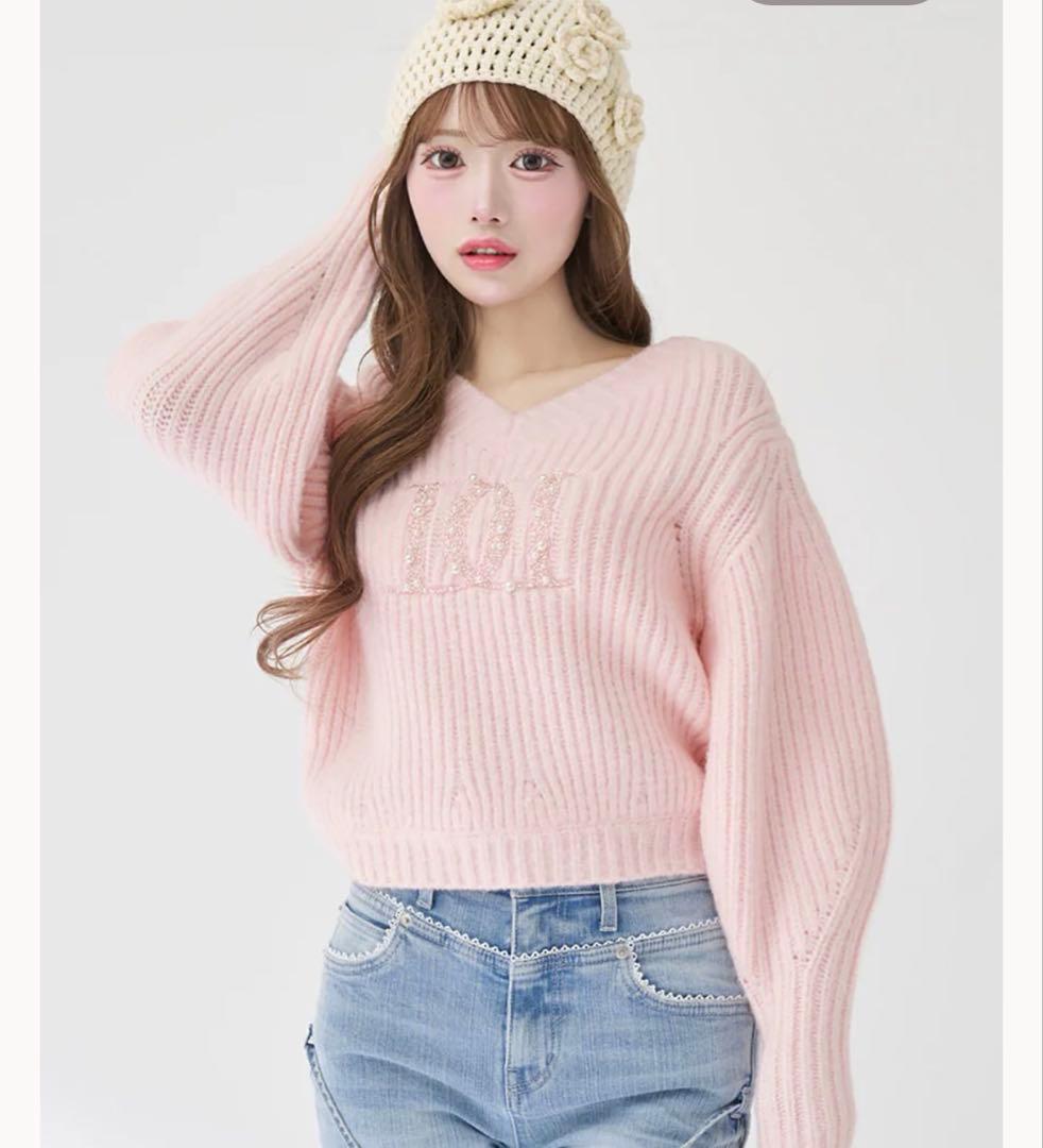 Darich ファンシービーズDDロゴボリュームニットトップス PNK ピンク