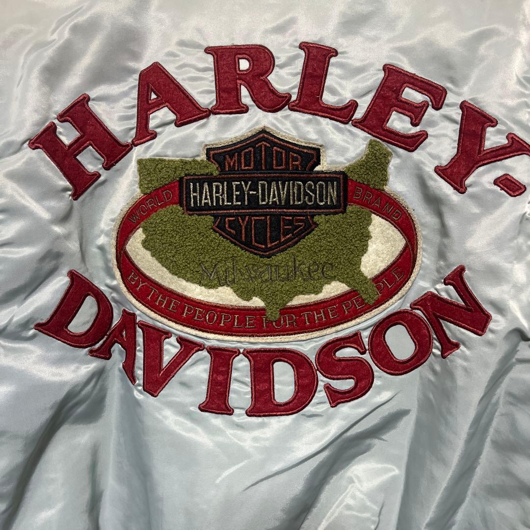 ハーレーダビッドソン/スタジャン/スカジャン/刺繍/ロゴ/ブルー/Mサイズ