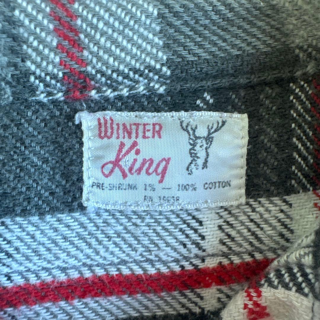 60s winter king ヘビーネルシャツ 赤黒　マチなし　ネルシャツ