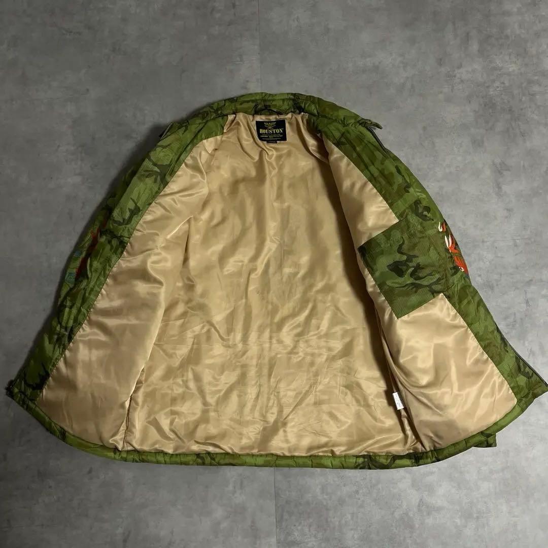 美品！HOUSTON ベトジャン　キルティングL 刺繍　中綿　ミリタリー　マップ