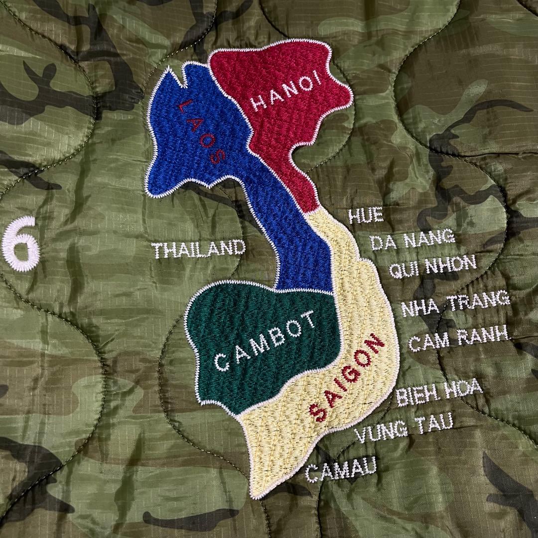 美品！HOUSTON ベトジャン　キルティングL 刺繍　中綿　ミリタリー　マップ